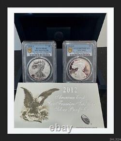 2012 Aigle d'argent américain Proof 75e anniversaire Ensemble de 2 pièces PCGS 70 69