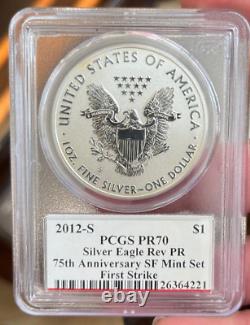 2012 S American Silver Eagle Inverse Proof Pcgs Pr70 1ère Grève Mercanti