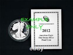 2012 W Silver American Eagle Proof 1 Oz. Boîte De Cinq (5) Non Ouverte Dans Ogp #0179