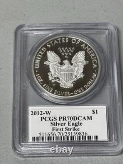 2012-W épreuve $1 American Silver Eagle PCGS PR70DCAM Signature de John Mercanti