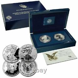 2012-s (2-coin) Silver American Eagle Us Mint 75th Anniversary Set Avec Tous Les Ogp