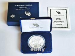 2013-W Épreuve $1 Pièce d'Argent Américaine Aigle avec Boîte Certificat GOP 100% au BÉNÉFICE D'UNE ŒUVRE CHARITABLE