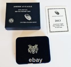 2013-W Épreuve $1 Pièce d'Argent Américaine Aigle avec Boîte Certificat GOP 100% au BÉNÉFICE D'UNE ŒUVRE CHARITABLE