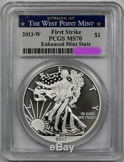 2013-w Silver Eagle Set Pr 70 + Inverse Ms 70 Pcgs West Point Mint First Strike