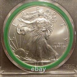 2014 Aigle Argenté Américain 1 $ PCGS MS69 Étiquette Verte Provenant d’une Boîte Scellée de la Monnaie Américaine