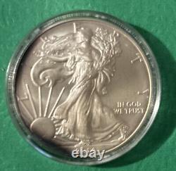 2014 Lot de 5 pièces d'argent d'une once Silver Eagle. Terni autour des bords avant et arrière. Voir la photo.