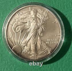 2014 Lot de 5 pièces d'argent d'une once Silver Eagle. Terni autour des bords avant et arrière. Voir la photo.