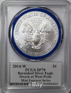 2014 W 1 $ Bruni Silver Eagle Pcgs Sp70 Mercanti Signés Monnaie Série Graveuse