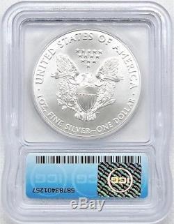 2015- (p) $ 1 Silver Eagle Ms69 Struck À Philadelphia 1 Sur 79 640 Icg Machés
