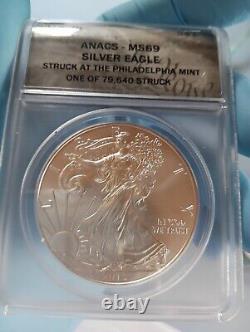 2015 (p) Aigle d'argent Anacs Ms69 Frappé à la Monnaie de Philadelphie Mintage 79,640