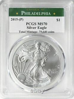 2015-p Silver Eagle Philadelphia Mint Label Pcgs Ms70