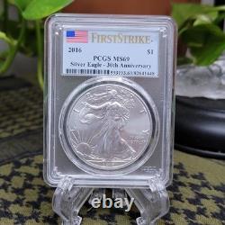 2016 - 1 Oz Argent Pur American Eagle MS69 PCGS Premier Coup - 30ème Anniversaire