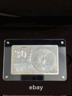 2016 30e anniversaire de la pièce Silver Eagle ensemble barre d'argent de 2 oz + pièce avec boîte et certificat d'authenticité
