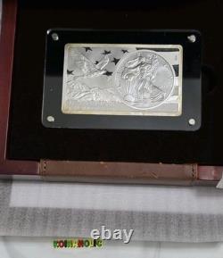 2016 30e anniversaire de la pièce Silver Eagle ensemble barre d'argent de 2 oz + pièce avec boîte et certificat d'authenticité