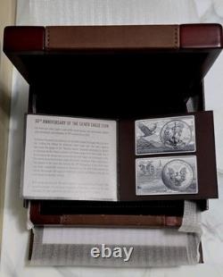 2016 30e anniversaire de la pièce Silver Eagle ensemble barre d'argent de 2 oz + pièce avec boîte et certificat d'authenticité