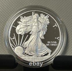2016 ÉPREUVE American Silver Eagle-$1- Boîte et COA Monnaie US Bullion-En Excellent État