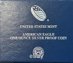 2016 ÉPREUVE American Silver Eagle-$1- Boîte et COA Monnaie US Bullion-En Excellent État