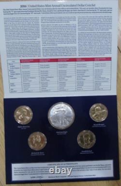 2016 États-unis Mint Annual Uncircular Dollar Coin Set 99% Silver Eagle