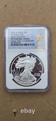 2016 Ngc Pf-70 Ultra Cameo Bord lettré Premières émissions Eagle 30e anniversaire