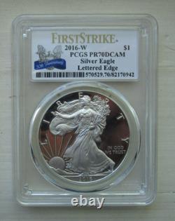 2016-W 1 $ Silver Eagle PCGS PR70DCAM bordure lettrée First Strike
