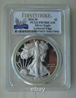 2016-W 1 $ Silver Eagle PCGS PR70DCAM bordure lettrée First Strike