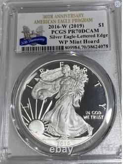 2016 W (2019) Wp Mint Hoard Silver Eagle 30th Anni. /lettred Edge Pcgs Pr70 Dcam