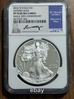 2016 W AIGLE D’ARGENT EN ARGENT NGC PF70UCAM 30e anniversaire, bordure lettrée, signé Moy