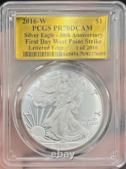 2016 W PCGS PR70 DCAM 30e Ann. Premier Jour West Point Silver Eagle Dollar $1 Pièce