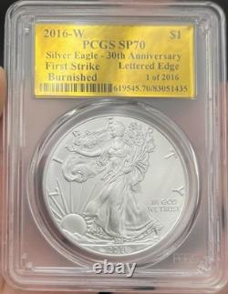 2016 W Pcgs Sp70 Dcam 30e Ann. Premier Jour West Point Silver Eagle Dollar $1 Pièce