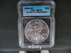 2016 (p) Silver American Eagle Icg Ms 70 Monnée À Philadelphie