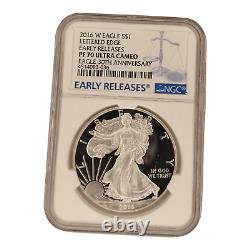 2016-w $1 Aigle d'argent américain Pf70/uc Bord lettered/30ème anniversaire 3b