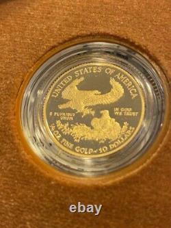 2017 Us Mint Proof American Eagle 1/4 Once Gold Coin Withcertificate And Box