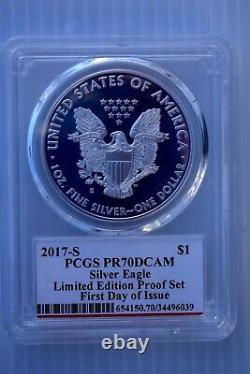 2017-s Silver Eagle $1 Pcgs Pr70 Dcam Fdoi Mercanti Série D'épreuves De L'édition Limitée