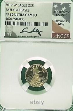 2017-w American Gold Eagle Set Ngc Pf70 Liberation Early Us Mint Dir. Ed Moy Signé