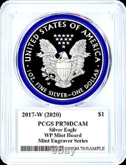 2017-w Graveur De Menthe Silver Eagle-west Point Mint Hoard-pcgs Pr70-mercanti-flag