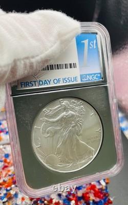 2018 $1 Aigle d’argent Premier jour d’émission NGC MS70 Rare Chrome Foil Core sans tache