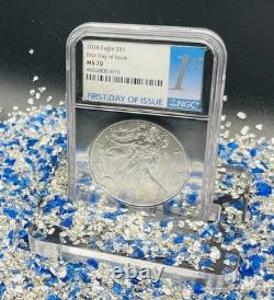 2018 $1 Aigle d’argent Premier jour d’émission NGC MS70 Rare Chrome Foil Core sans tache