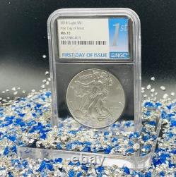 2018 $1 Aigle d’argent Premier jour d’émission NGC MS70 Rare Chrome Foil Core sans tache
