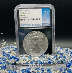 2018 $1 Aigle d’argent Premier jour d’émission NGC MS70 Rare Chrome Foil Core sans tache
