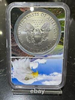 2018 $1 American Silver Eagle Mint Erreur Ngc Ms 69 Obverse Struck Thru