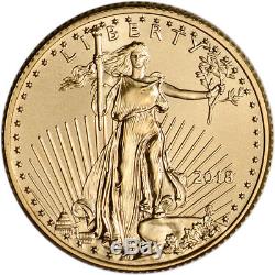 2018 American Gold Eagle (1/4 Oz) 10 $ 1 Rouleau De 40 Pièces De 40 Bu En Tube De Menthe