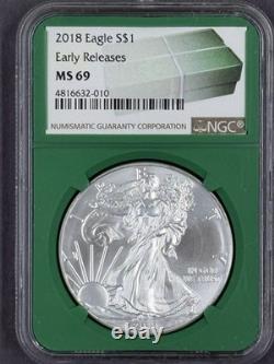 2018 Silver Eagle - Étiquette Monster Box NGC MS69 Premières émissions