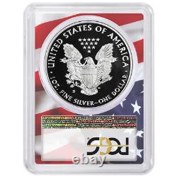 2018-s Preuve $1 American Silver Eagle Pcgs Pr70dcam Fdoi Flag Frame