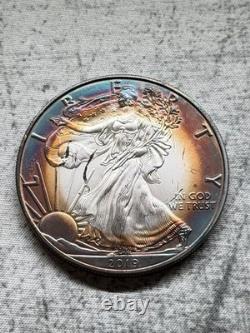 2019 American Silver Eagle ASE 1 oz circulé, superbe, monstrueusement patiné