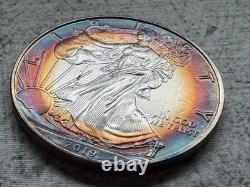 2019 American Silver Eagle ASE 1 oz circulé, superbe, monstrueusement patiné
