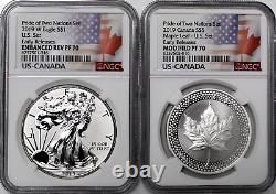 2019 Pride Of Two Nations U. S. Set Silver Eagle Maple Leaf Ngc 70 Premières Publications