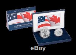 2019 Pride Of Two Nations Us Silver Eagle 1 Et 5 $ $ Feuille D'érable Dans Des Contenants Scellés Boîte Monnaie