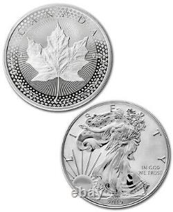 2019 Silver Eagle & 1 Oz Maple Leaf Fierté Deux Nations 2 Coin Us Mint Set Sku58513