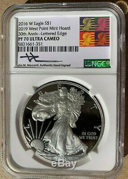 2019 West Point Mint Hoard2016 W Silver Eagle Ngc Pf70 Mercantireagan Étiquette