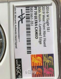 2019 West Point Mint Hoard2016 W Silver Eagle Ngc Pf70 Mercantireagan Étiquette